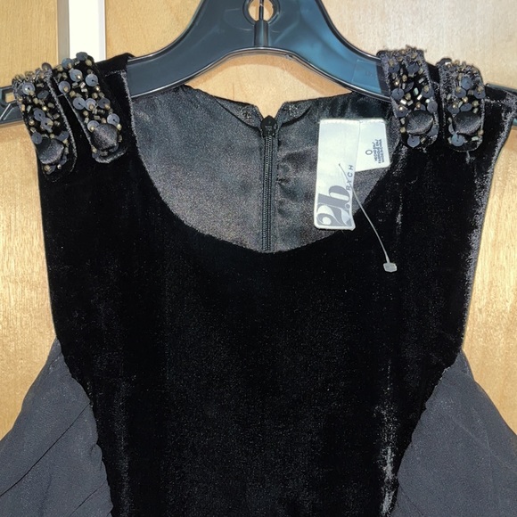 $345 Anthropologie 2brych Sz 0 Velvet party dress gorgeous new nwt pleated lbd - Picture 4 of 16